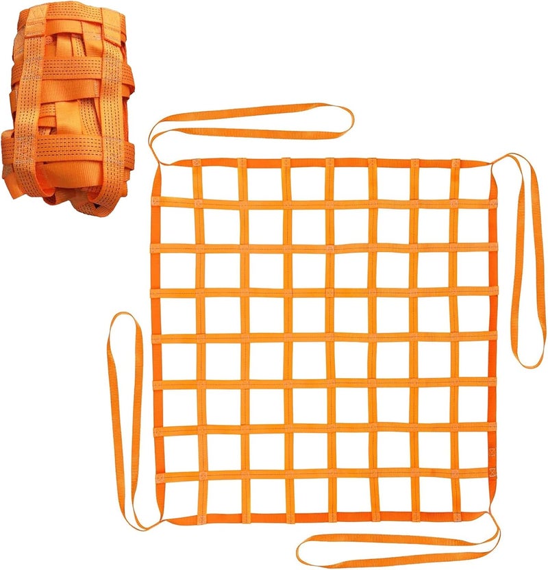ARTJIANG 4.93' x 4.93'ft Cargo Lifting Nets, Safety Lifting Net Straps, Flat Nylon Sling Hoisting Net, Loading and Unloading Heavy Objects for Construction Rigging Moving Towing Hoisting Work Gear - Image 1